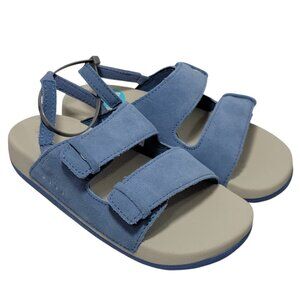 Reef Ojai Sandals Big Kid Size 12 Suede Leather Upper Unisex Backstrap Blue NWOT